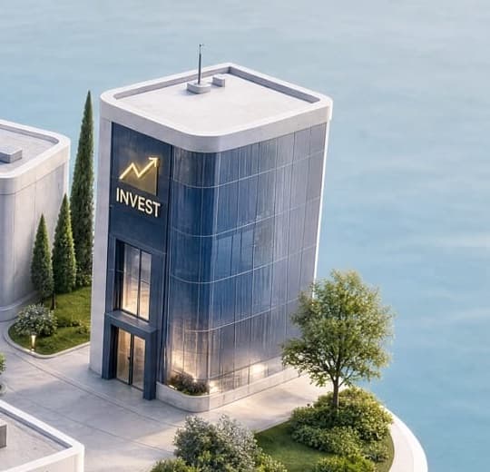 La tour Blitz Invest, au bord de l’eau sur l’île de Blitz